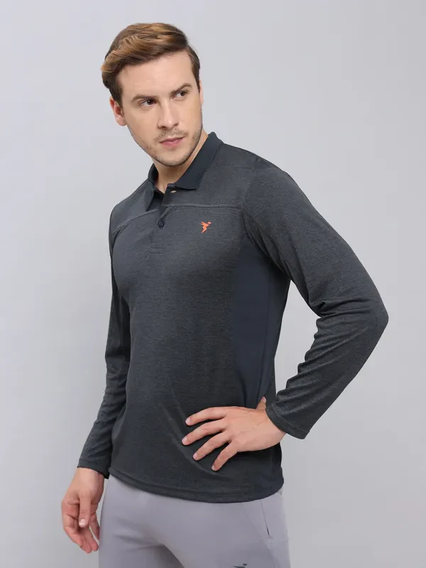Men Melange Slim Fit Polo T-shirt with DOUBLE COOL - Image 3