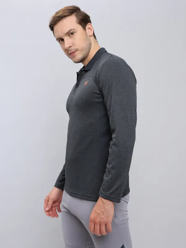 Men Melange Slim Fit Polo T-shirt with DOUBLE COOL - Image 5
