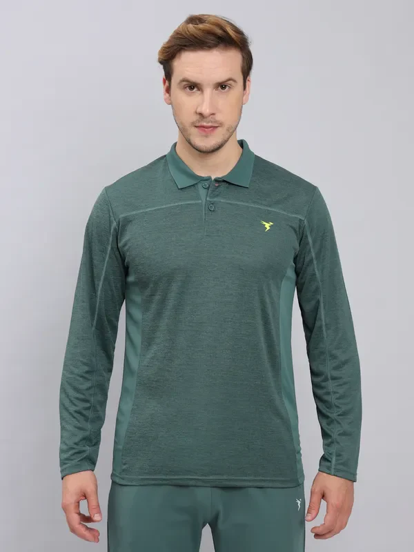 Men Melange Slim Fit Polo T-shirt with DOUBLE COOL - Image 3