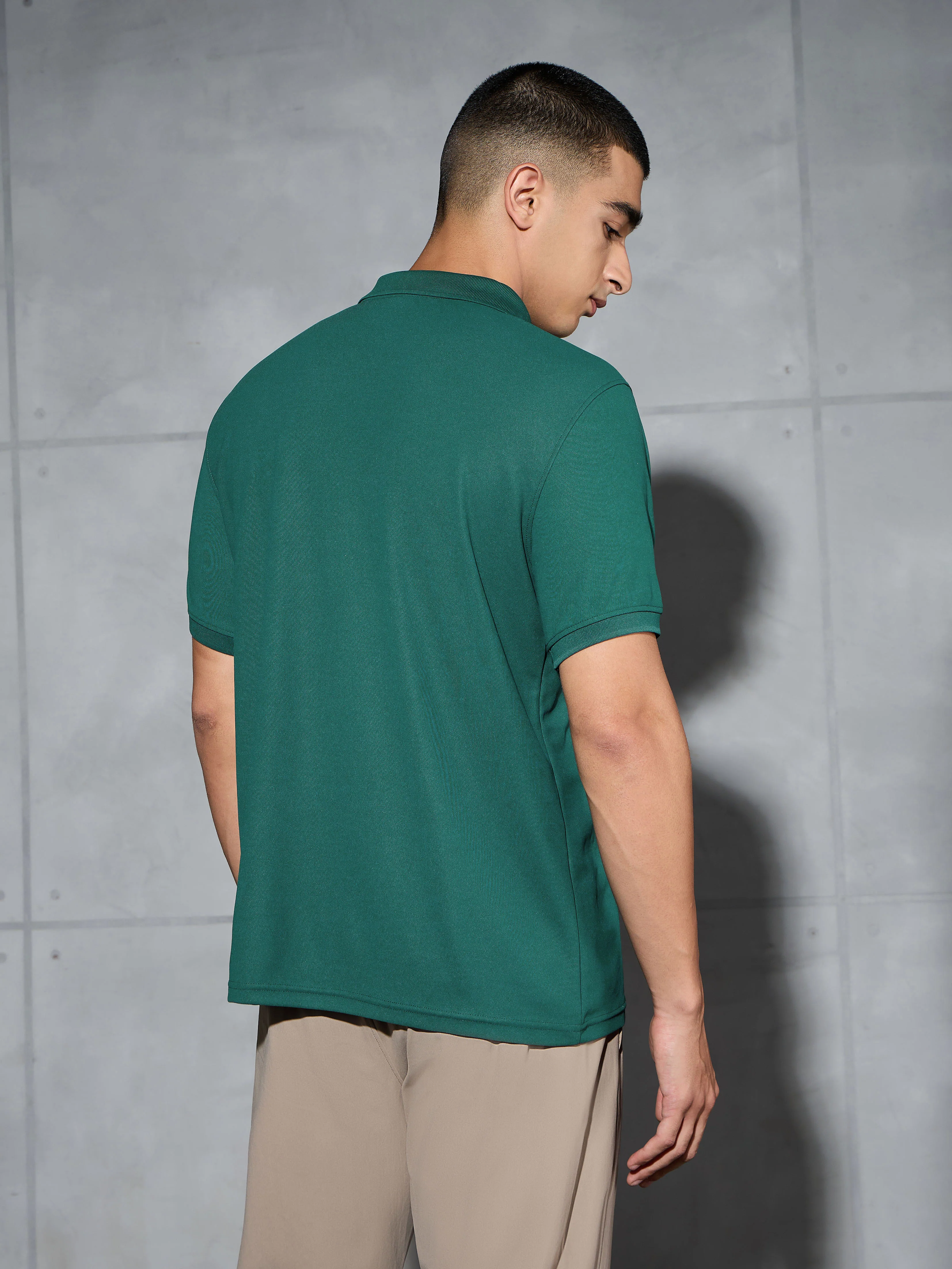 Men Solid Slim Fit Polo T-shirt with MATPIQ - Image 3