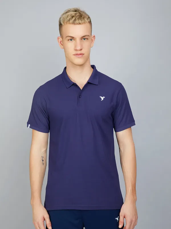 Men Solid Slim Fit Polo T-shirt with MATPIQ - Image 2