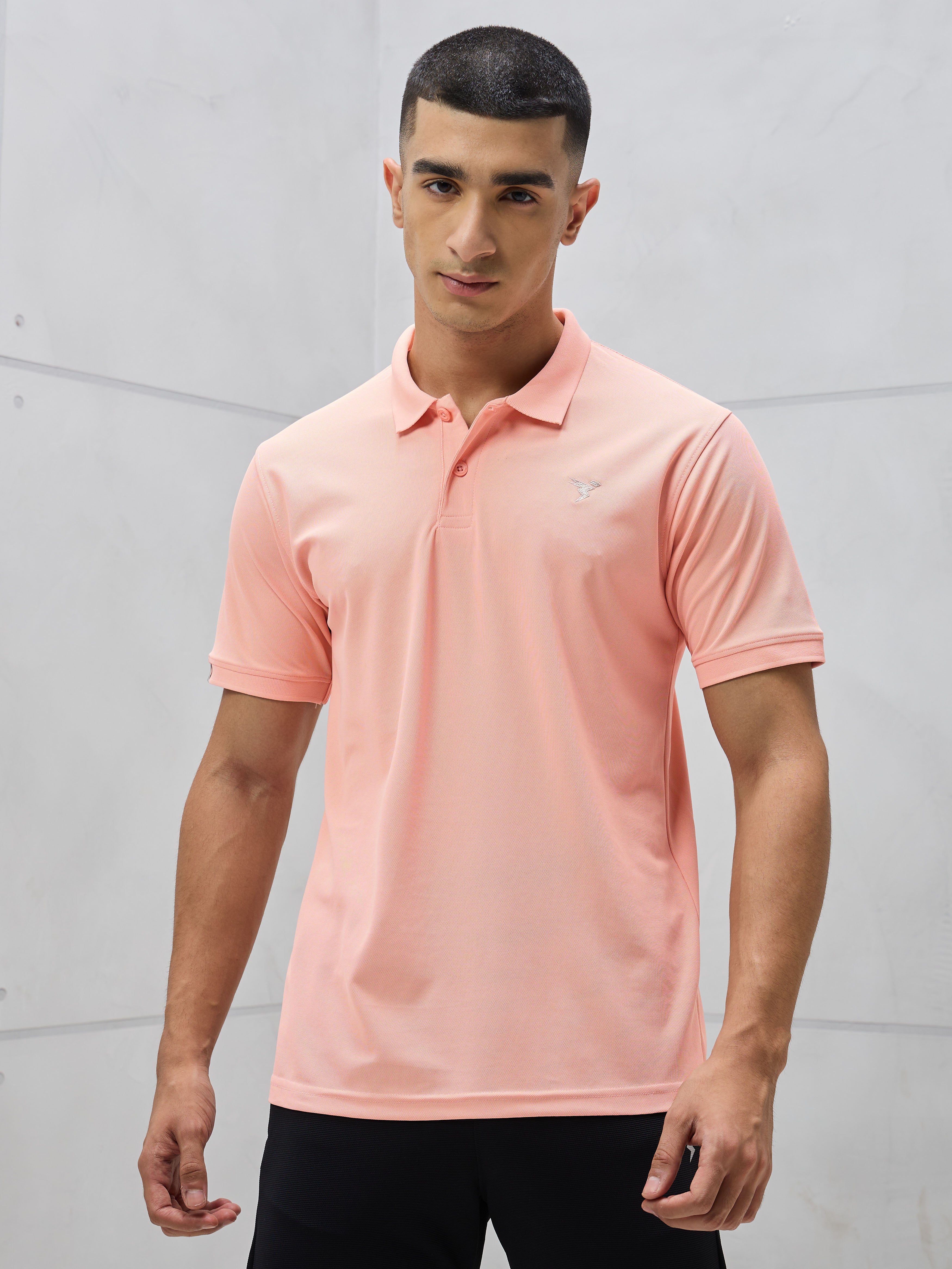 Men Solid Slim Fit Polo T-shirt with MATPIQ - Image 2