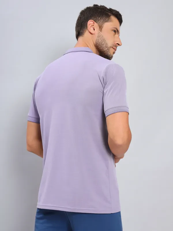 Men Solid Slim Fit Polo T-shirt with ELASTO PLUS - Image 2