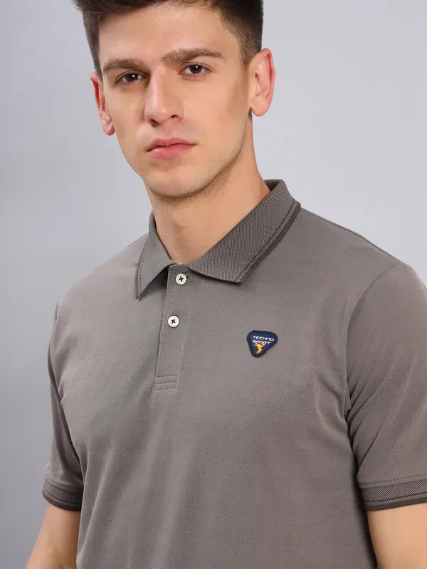 Men Solid Slim Fit Polo T-shirt with ELASTO PLUS - Image 5