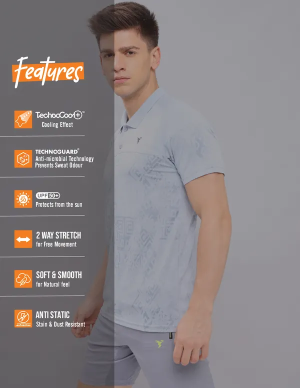 Men Jacquard Slim Fit Polo T-shirt with TECHNO COOL+ - Image 4