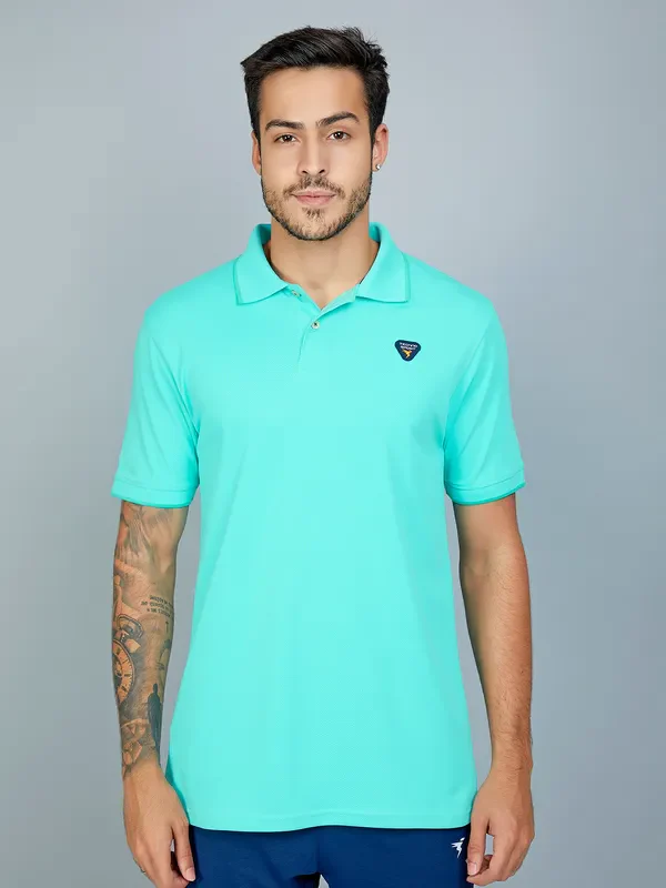 Men Solid Slim Fit Polo T-shirt with TECHNO COOL+