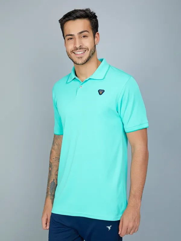 Men Solid Slim Fit Polo T-shirt with TECHNO COOL+ - Image 3