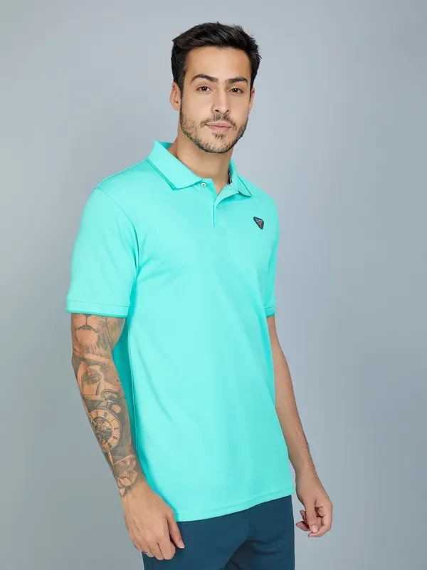 Men Solid Slim Fit Polo T-shirt with TECHNO COOL+ - Image 5