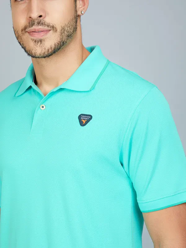 Men Solid Slim Fit Polo T-shirt with TECHNO COOL+ - Image 6
