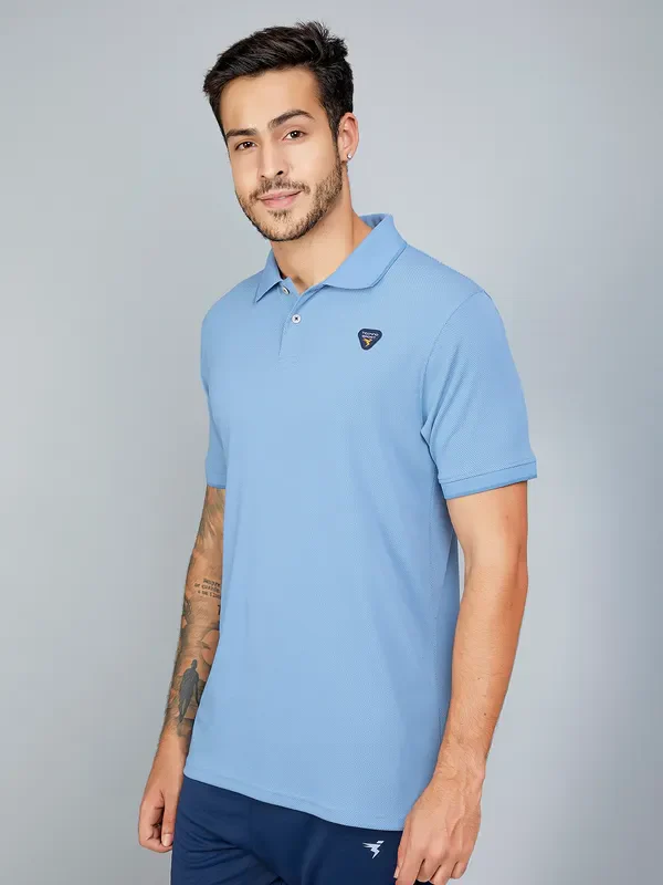 Men Solid Slim Fit Polo T-shirt with TECHNO COOL+ - Image 3