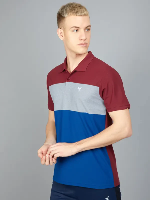 Men Colorblock Slim Fit Polo T-shirt with MATPIQ - Image 3