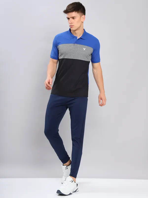 Men Colorblock Slim Fit Polo T-shirt with MATPIQ - Image 2