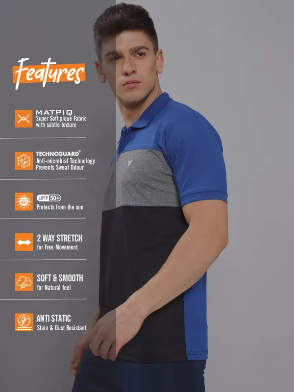 Men Colorblock Slim Fit Polo T-shirt with MATPIQ - Image 3