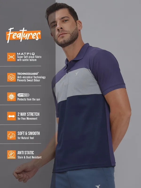 Men Colorblock Slim Fit Polo T-shirt with MATPIQ - Image 3