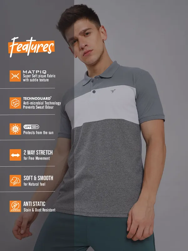 Men Colorblock Slim Fit Polo T-shirt with MATPIQ - Image 3