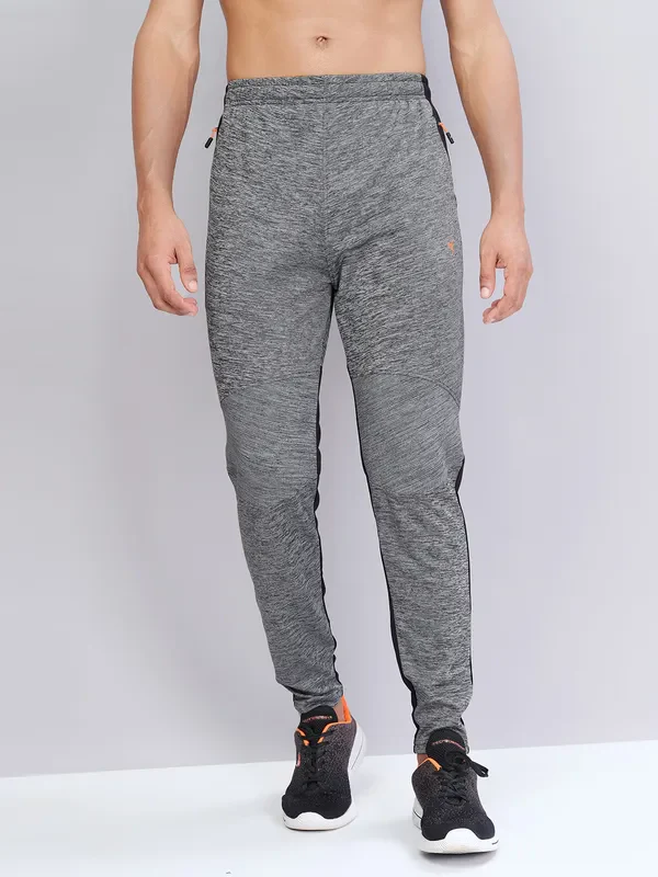 Men Melange Slim Fit Trackpants with TECHNO DRY - Image 3