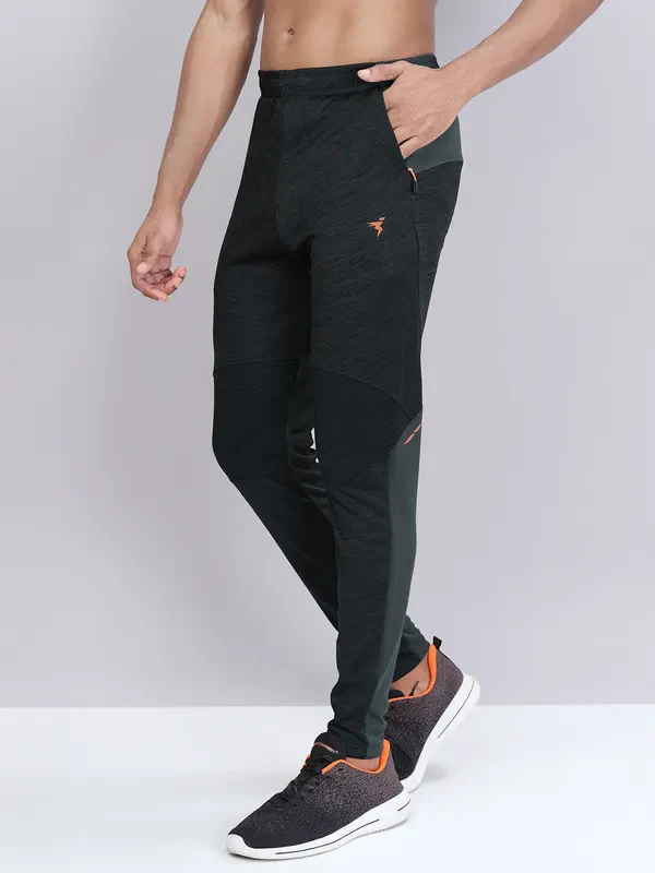 Men Melange Slim Fit Trackpants with TECHNO DRY - Image 5