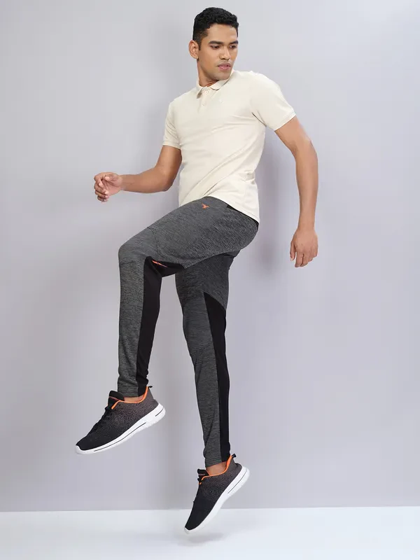 Men Melange Slim Fit Trackpants with TECHNO DRY - Image 2