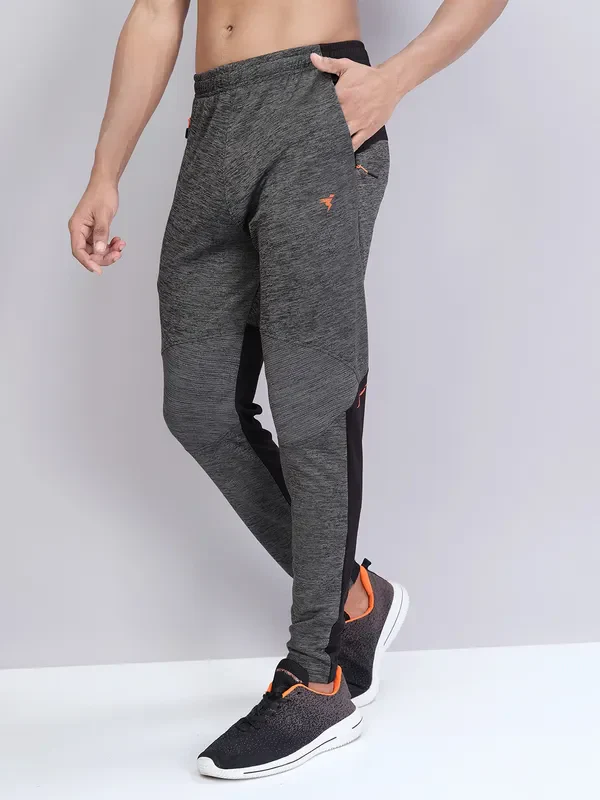 Men Melange Slim Fit Trackpants with TECHNO DRY - Image 4