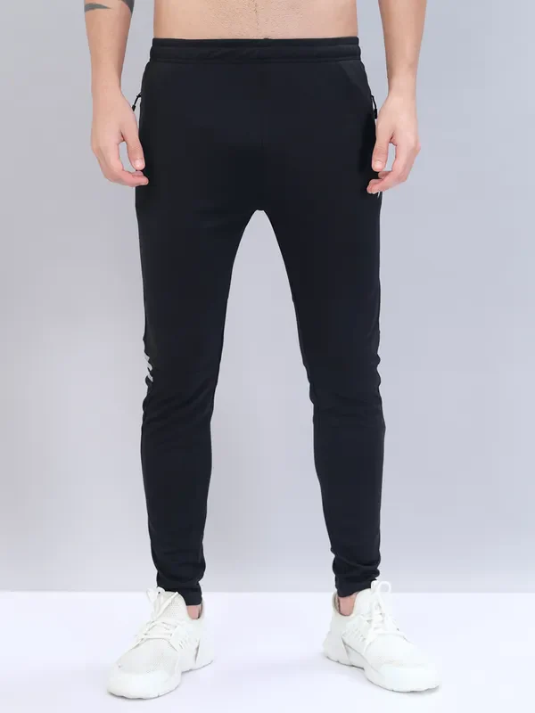 Men Solid Slim Fit Trackpants with TECHNO DRY - Image 3