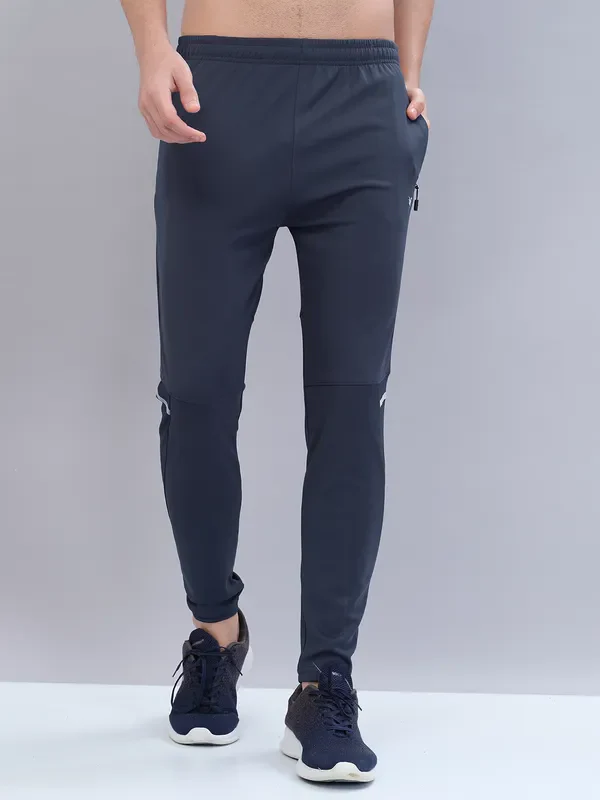 Men Solid Slim Fit Trackpants with TECHNO DRY - Image 3