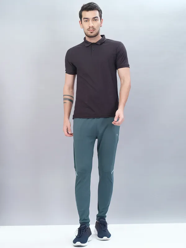 Men Solid Slim Fit Trackpants with TECHNO DRY - Image 2
