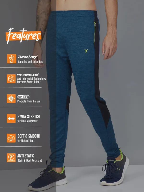 Men Colorblock Slim Fit Trackpants with TECHNO DRY - Image 3