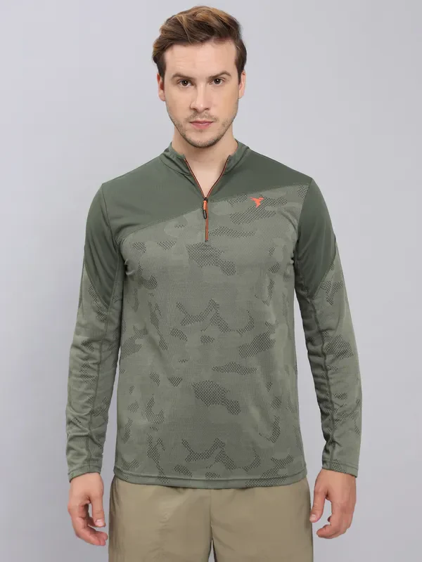 Men Jacquard Slim Fit Mock Neck T-shirt with TECHNO COOL+ - Image 5