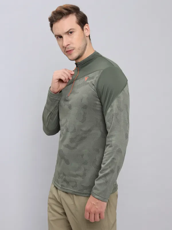 Men Jacquard Slim Fit Mock Neck T-shirt with TECHNO COOL+ - Image 6