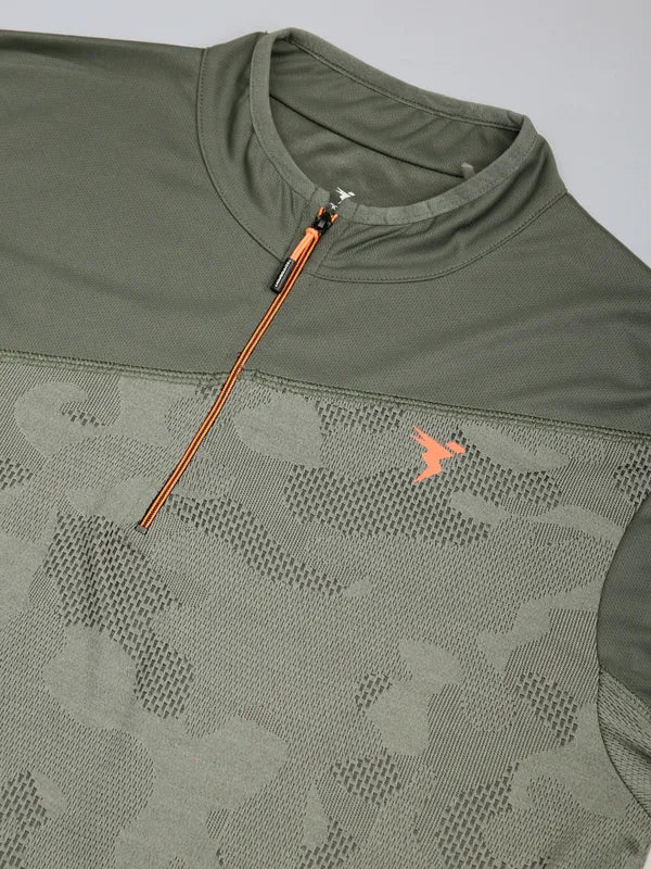 Men Jacquard Slim Fit Mock Neck T-shirt with TECHNO COOL+ - Image 8