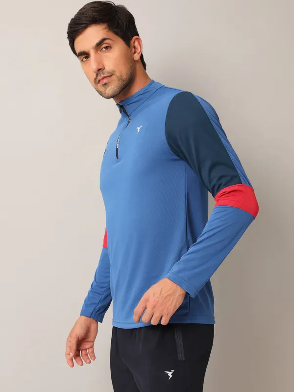 Men Colorblock Slim Fit Mock Neck T-shirt with TECHNO COOL+ - Image 7
