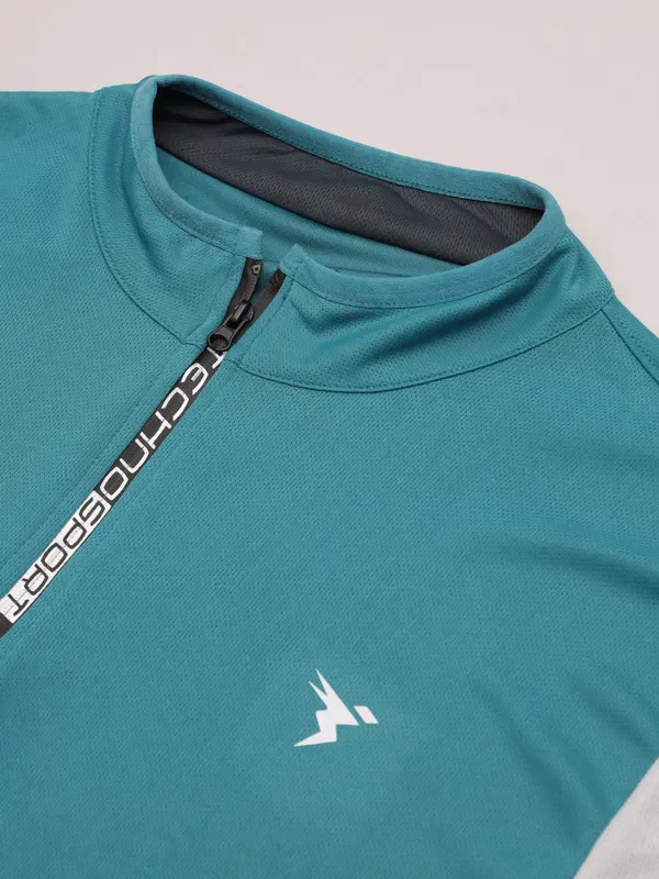 Men Colorblock Slim Fit Mock Neck T-shirt with TECHNO COOL+ - Image 10