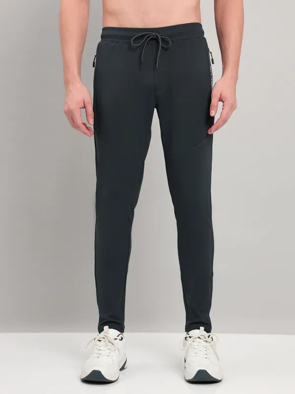 Men Solid Slim Fit Trackpants with TECHNO DRY - Image 3