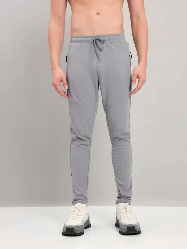 Men Solid Slim Fit Trackpants with TECHNO DRY - Image 3