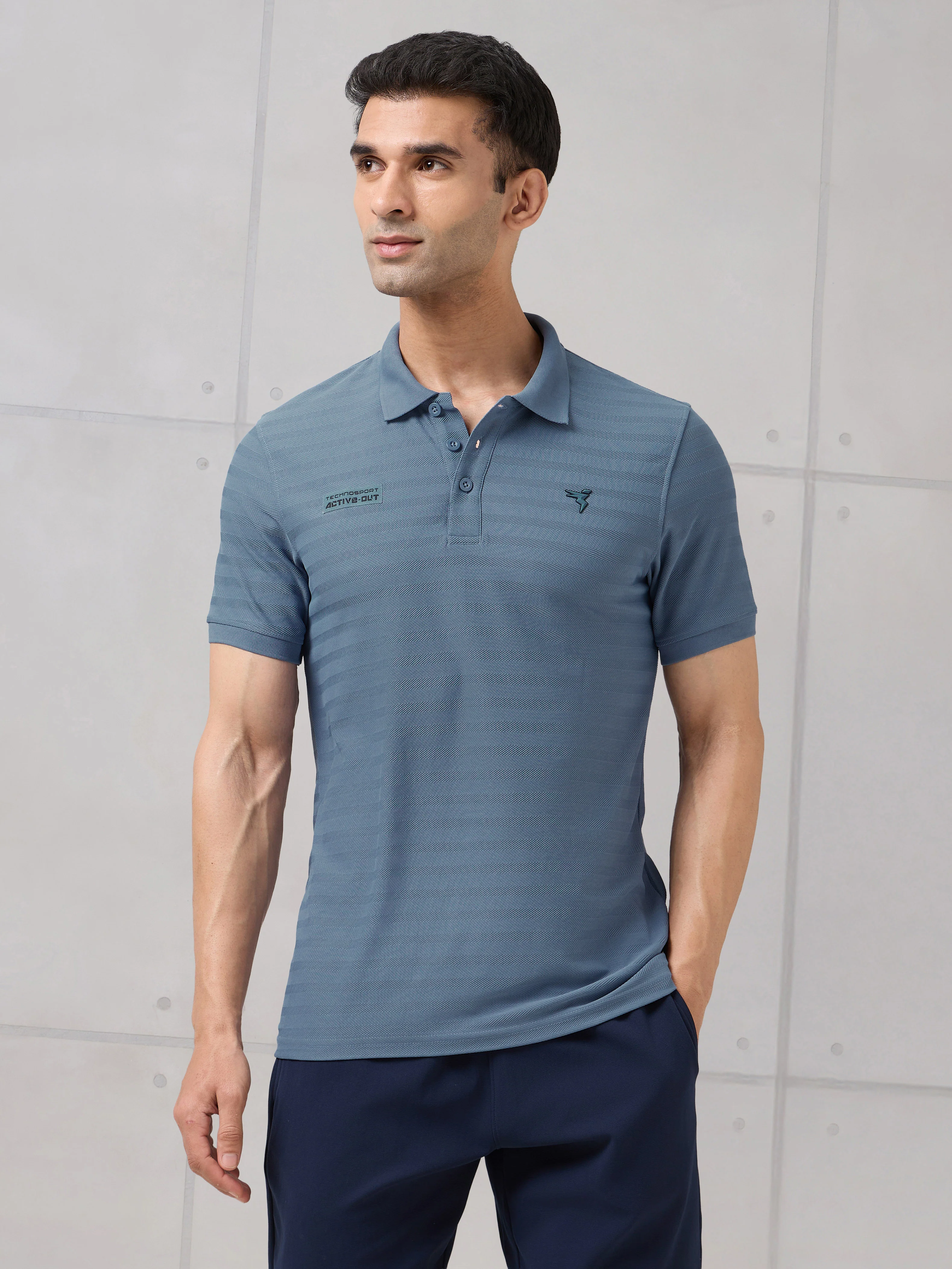 Men Self Design Active Out Polo T-Shirt Slim Fit with MATPIQ - Image 2