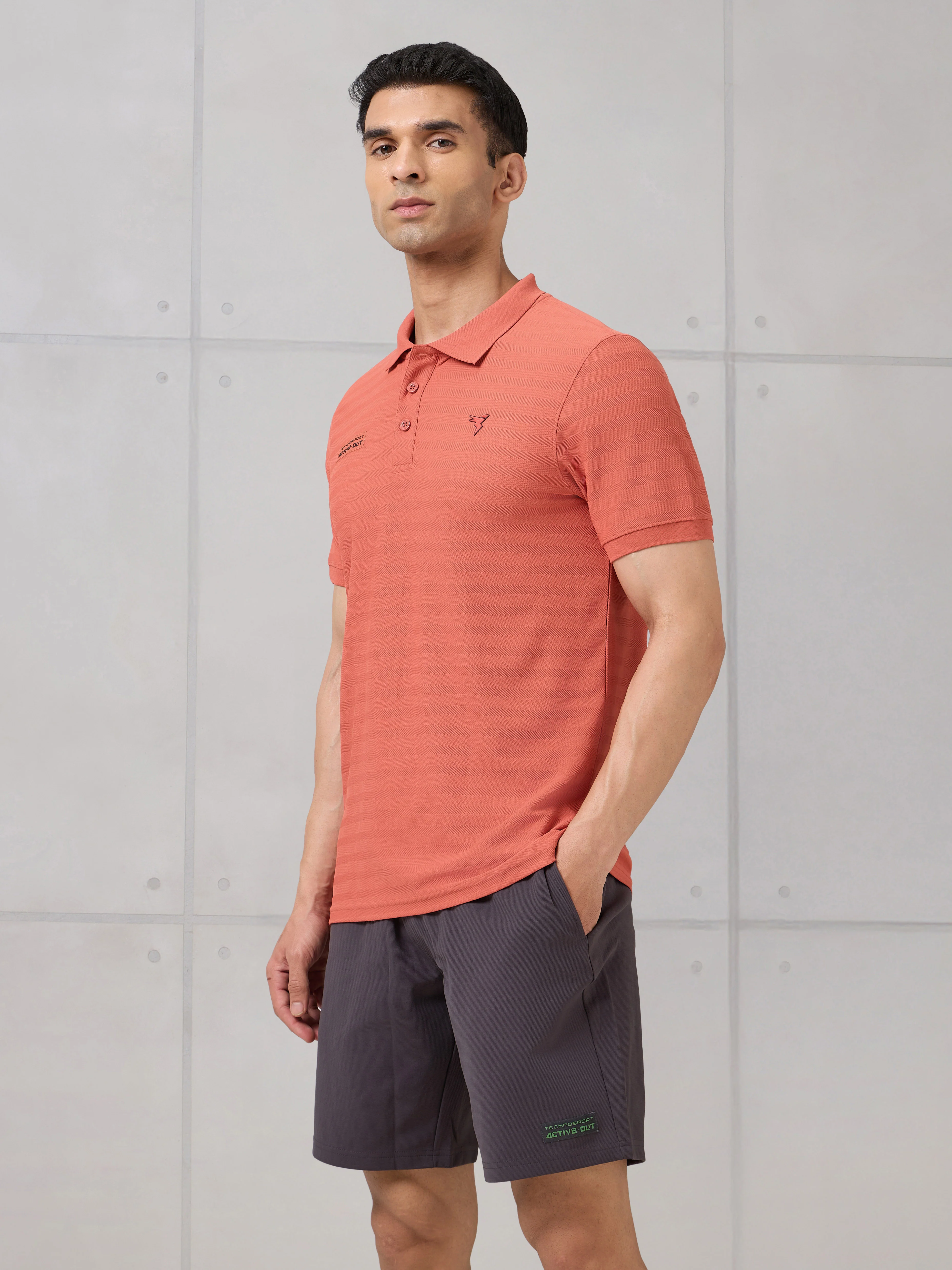 Men Self Design Active Out Polo T-Shirt Slim Fit with MATPIQ - Image 4