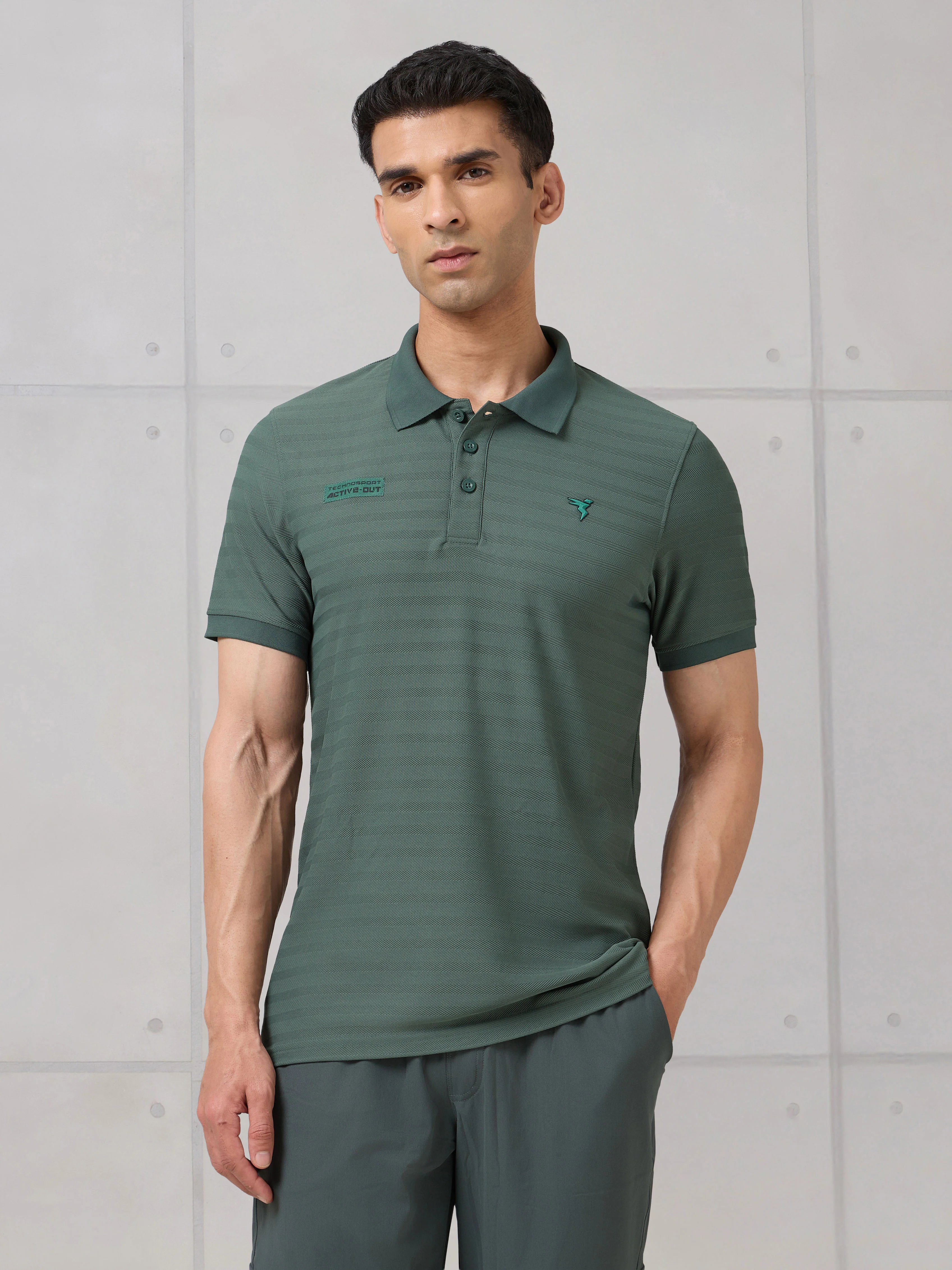 Men Self Design Active Out Polo T-Shirt Slim Fit with MATPIQ - Image 2
