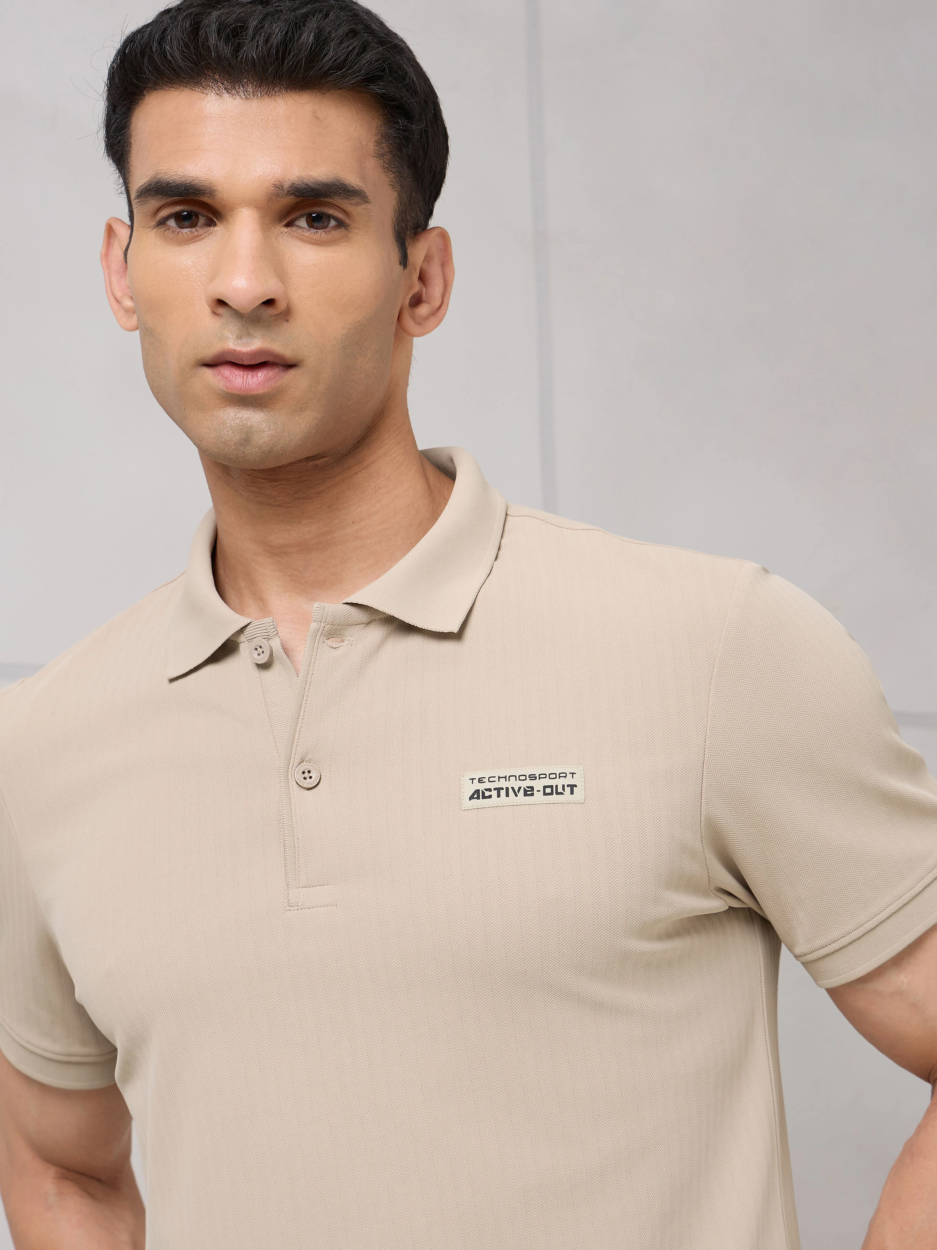Men Self Design Active Out Slim Fit Polo T-Shirt with ELASTO PLUS - Image 6