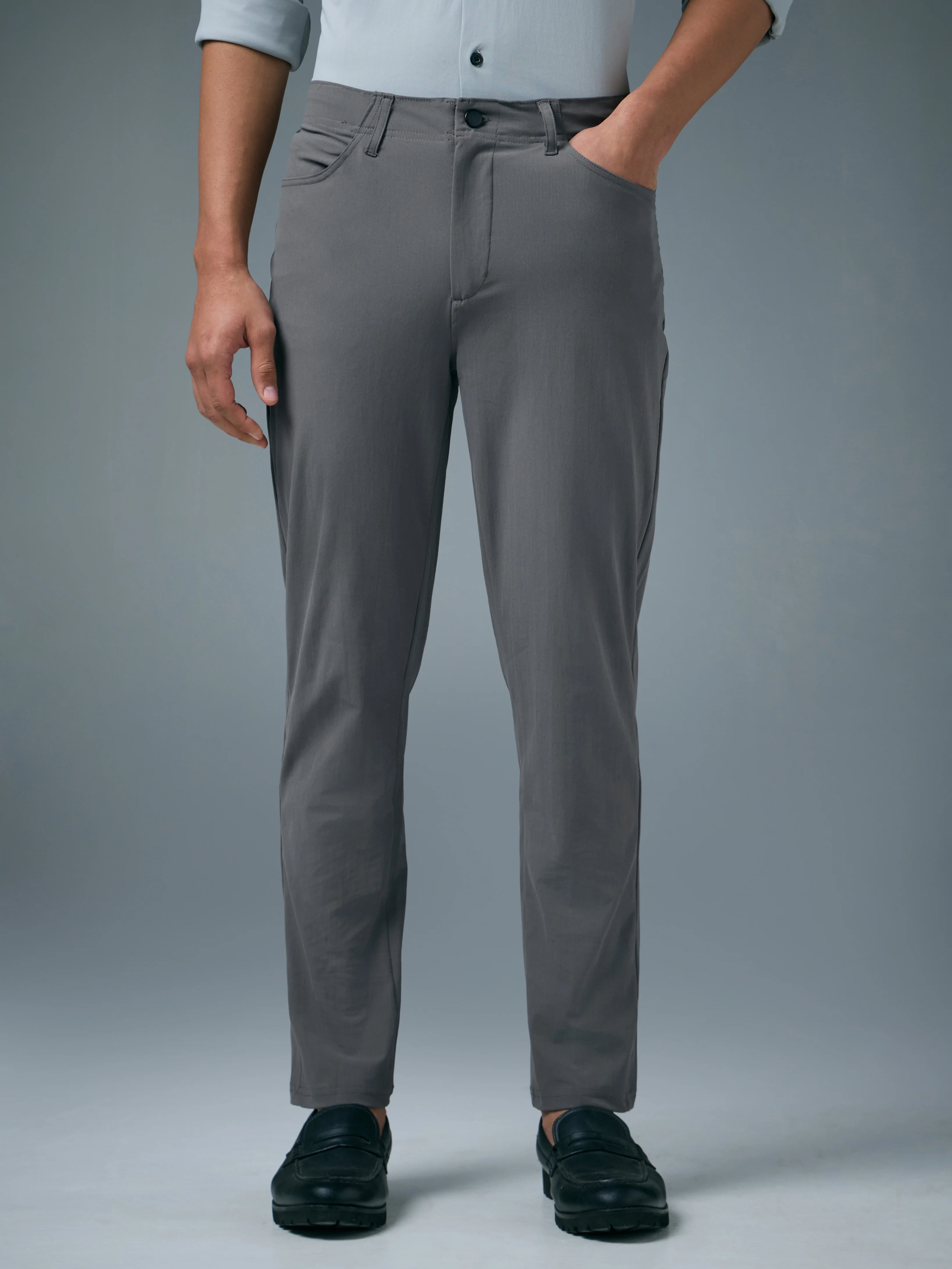 Men Semi-Formal Solid Straight Fit Trousers Pants with DURACOOL+ - Image 2