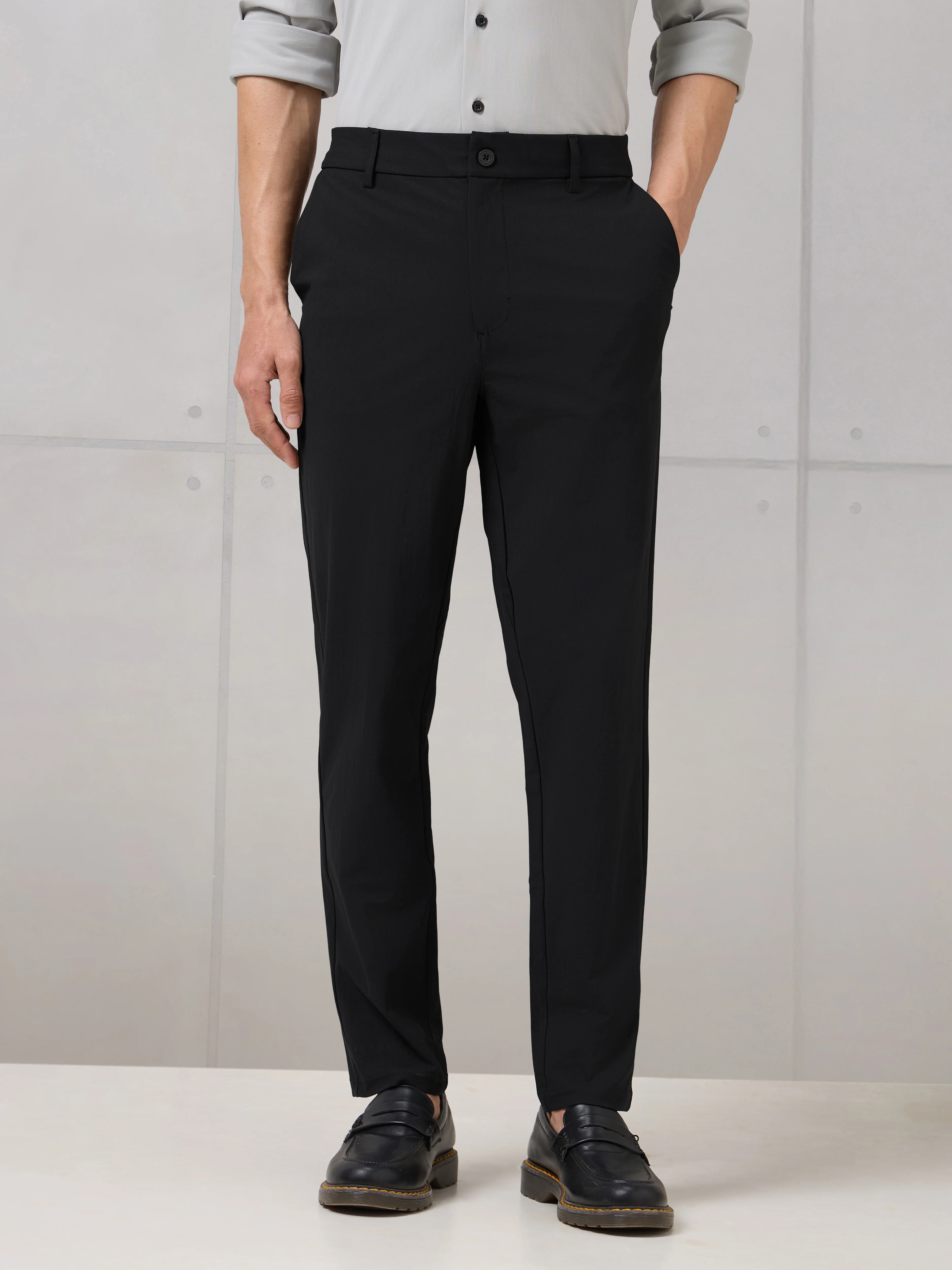 Men Semi-Formal Solid Straight Fit Trousers Pants with DURACOOL+ - Image 2