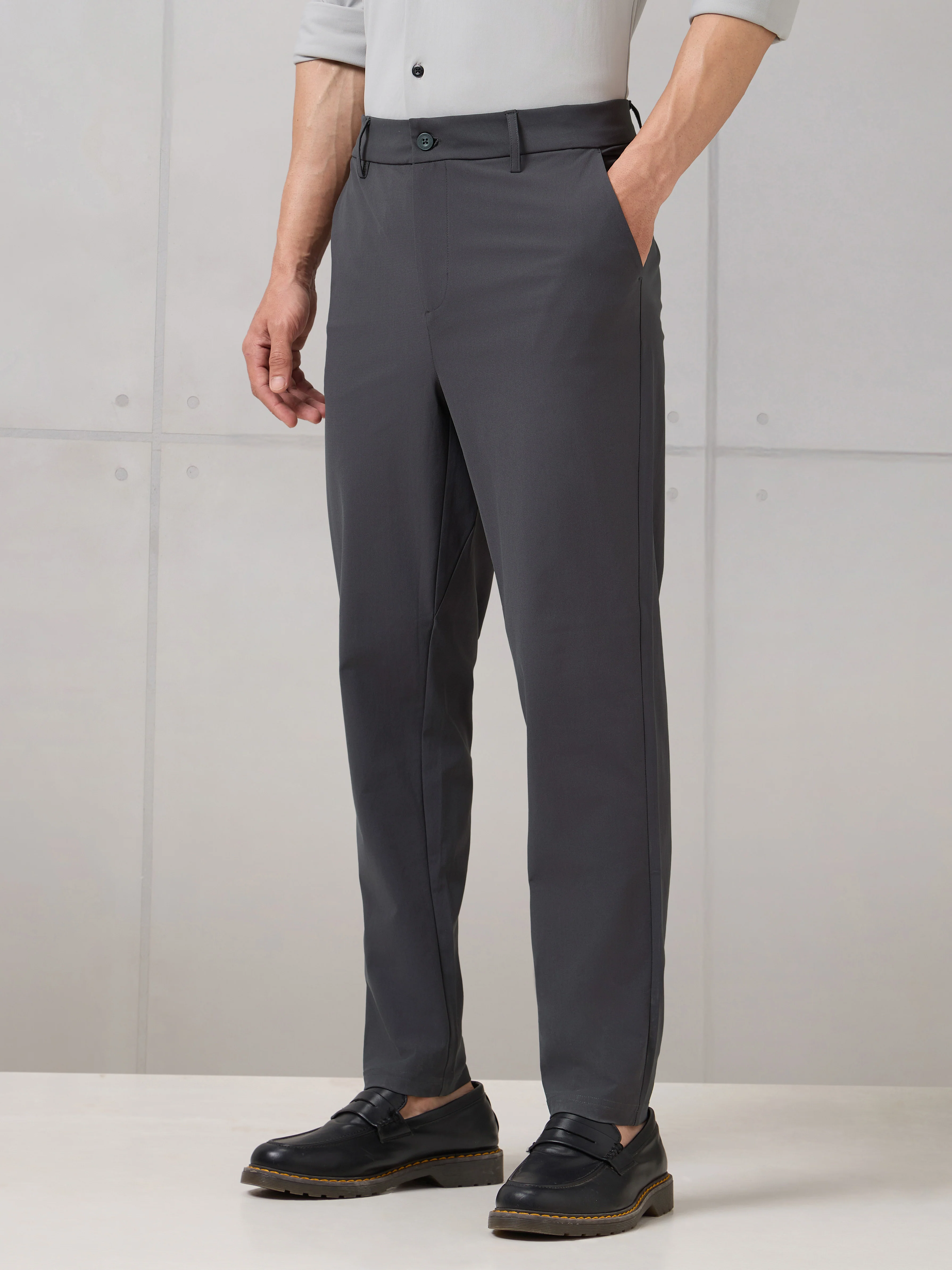 Men Semi-Formal Solid Straight Fit Trousers Pants with DURACOOL+ - Image 4