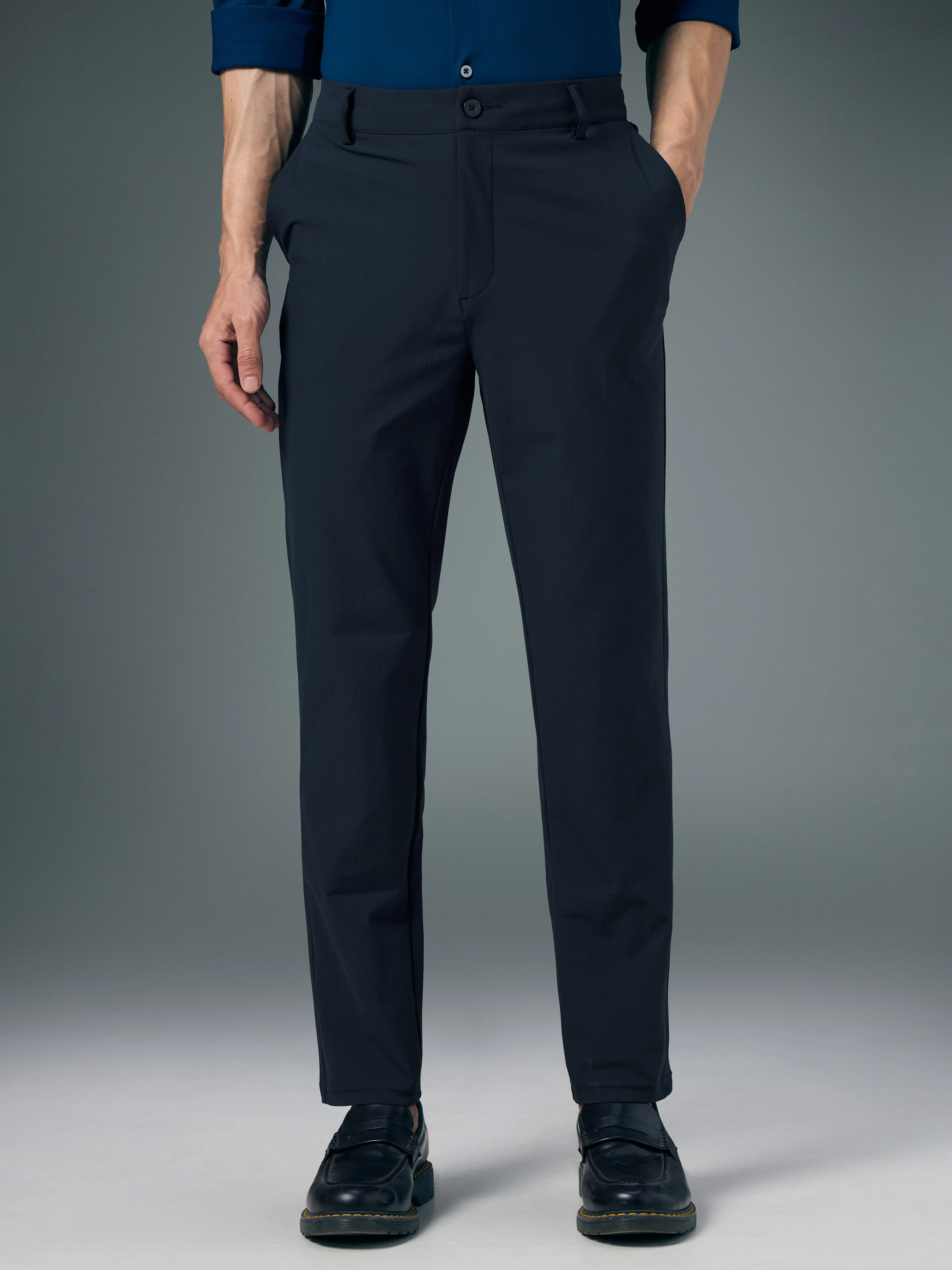 Men Semi-Formal Solid Straight Fit Trousers Pants with DURACOOL+ - Image 2