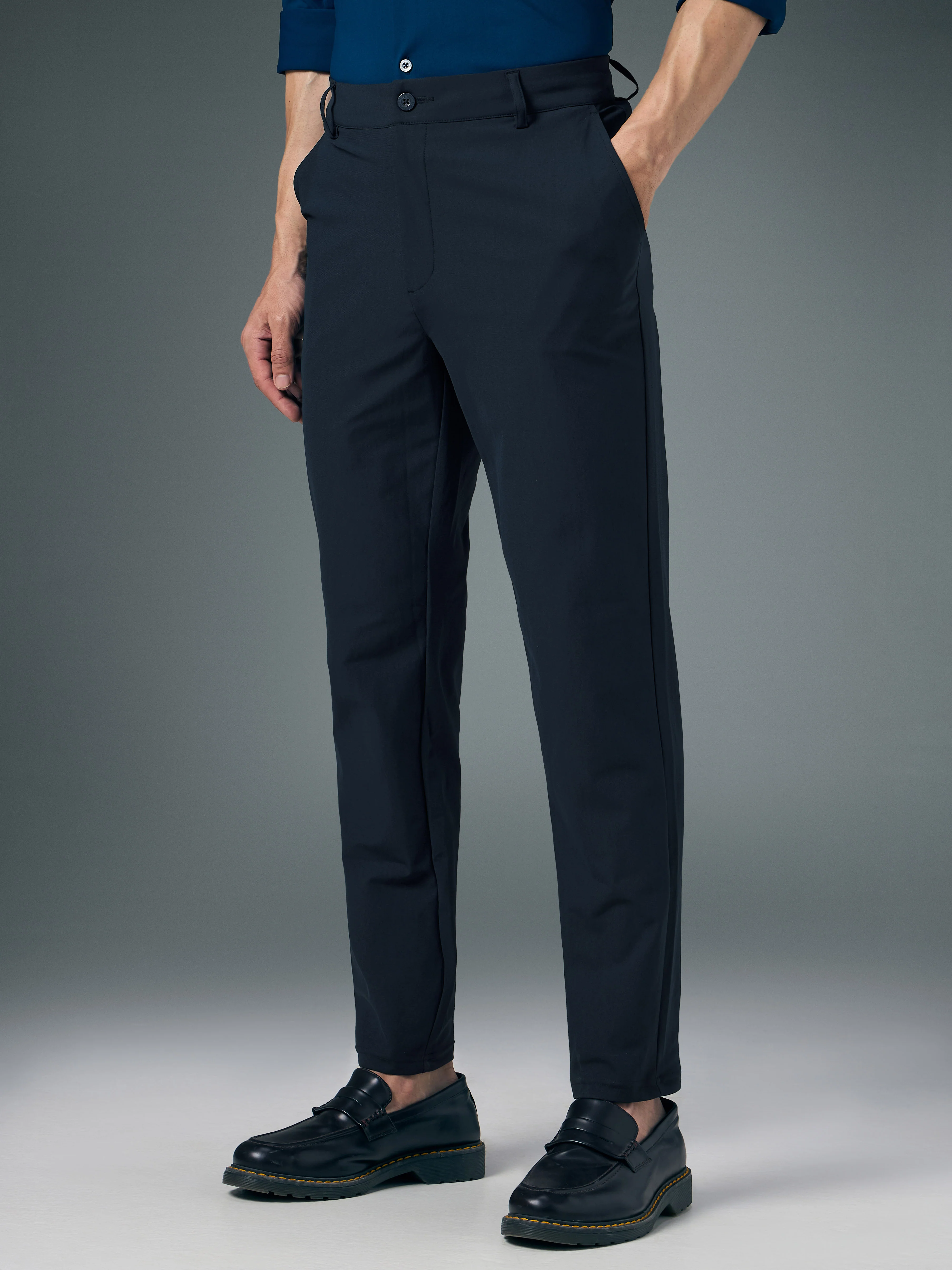 Men Semi-Formal Solid Straight Fit Trousers Pants with DURACOOL+ - Image 4