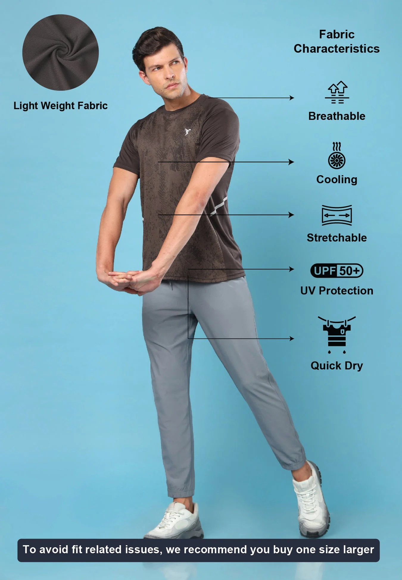 Men Slim Fit Crew Neck T-shirt with DOUBLE COOL - Image 3