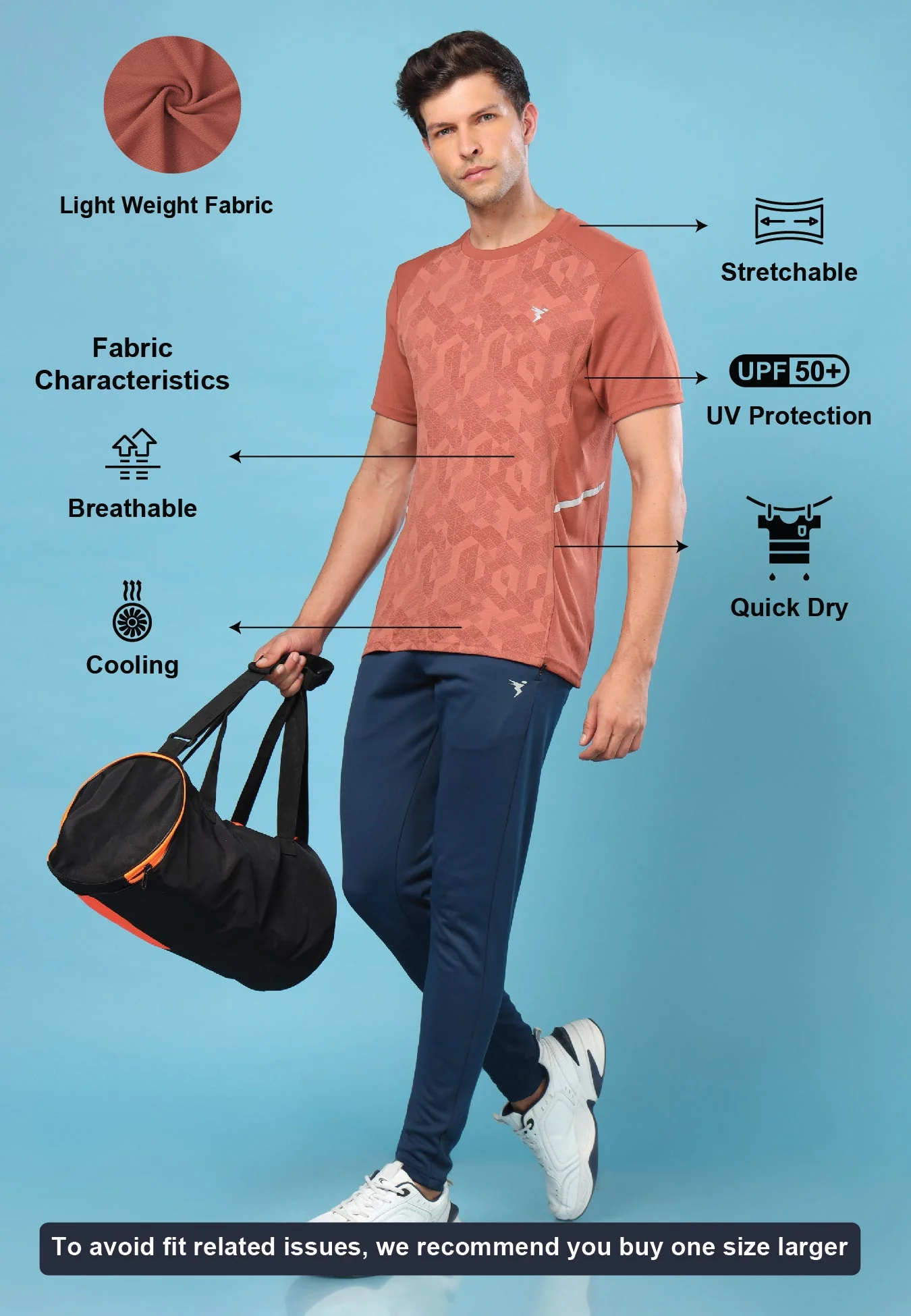 Men Slim Fit Crew Neck T-shirt with DOUBLE COOL - Image 3