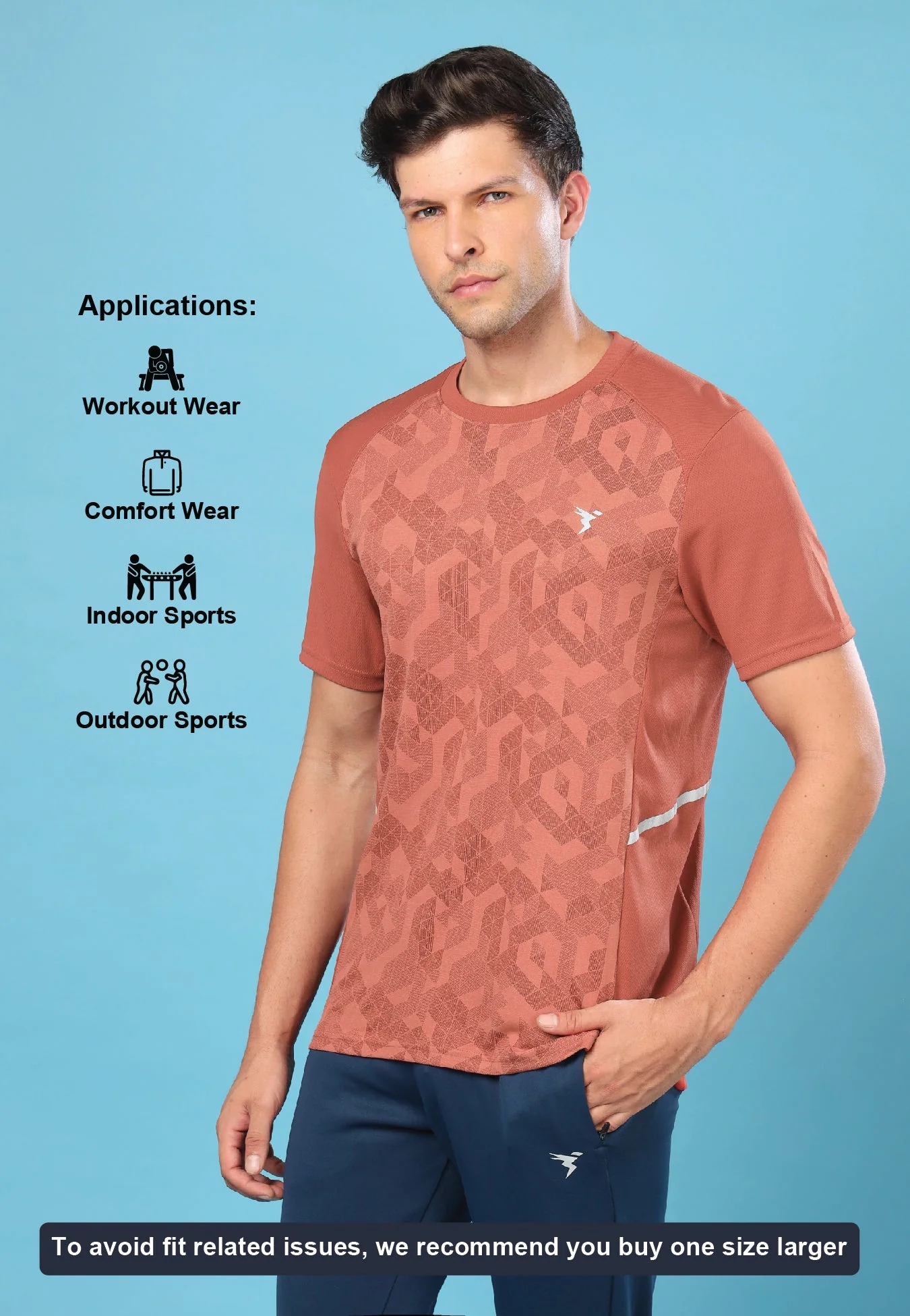 Men Slim Fit Crew Neck T-shirt with DOUBLE COOL - Image 4