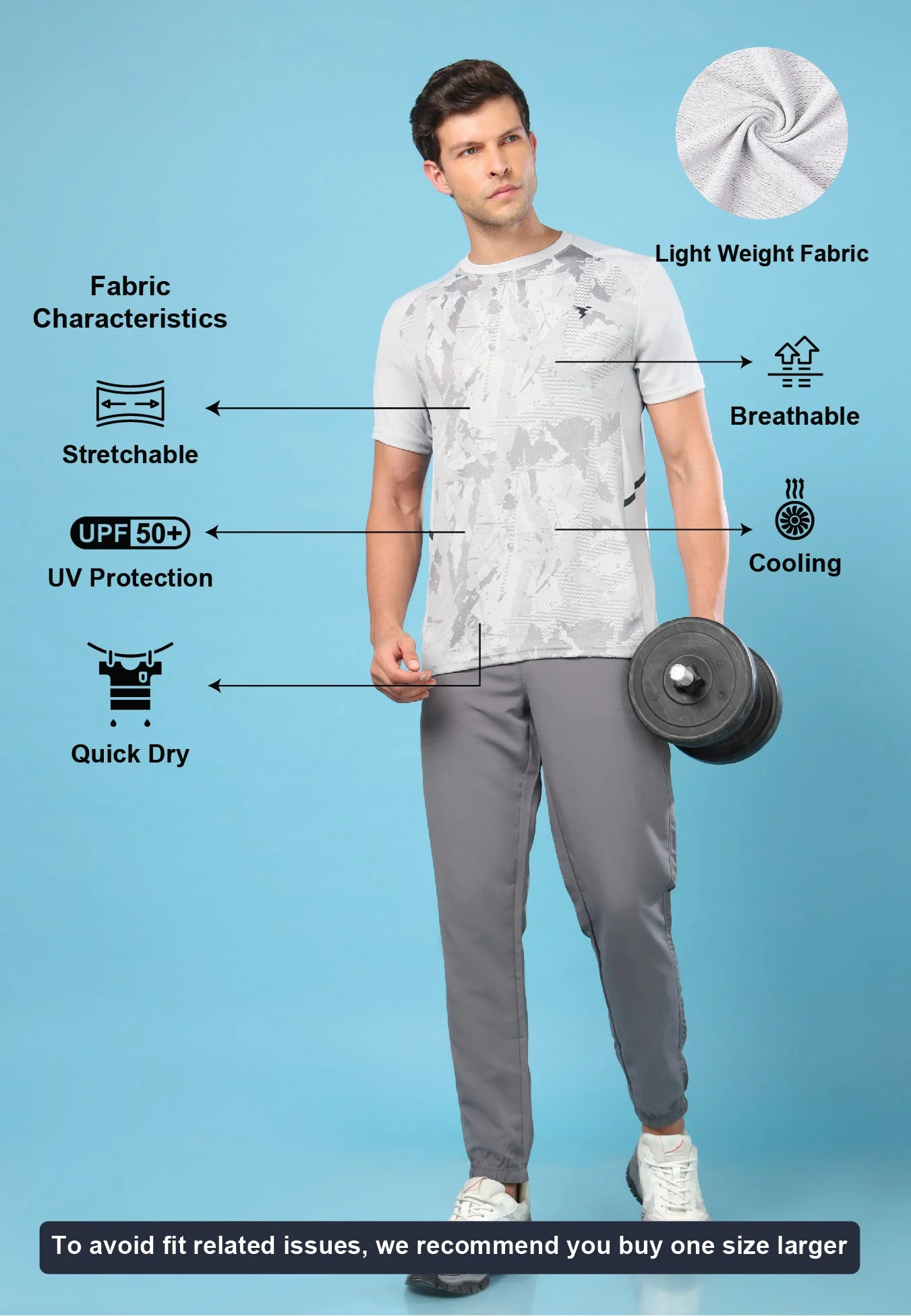 Men Slim Fit Crew Neck T-shirt with DOUBLE COOL - Image 3