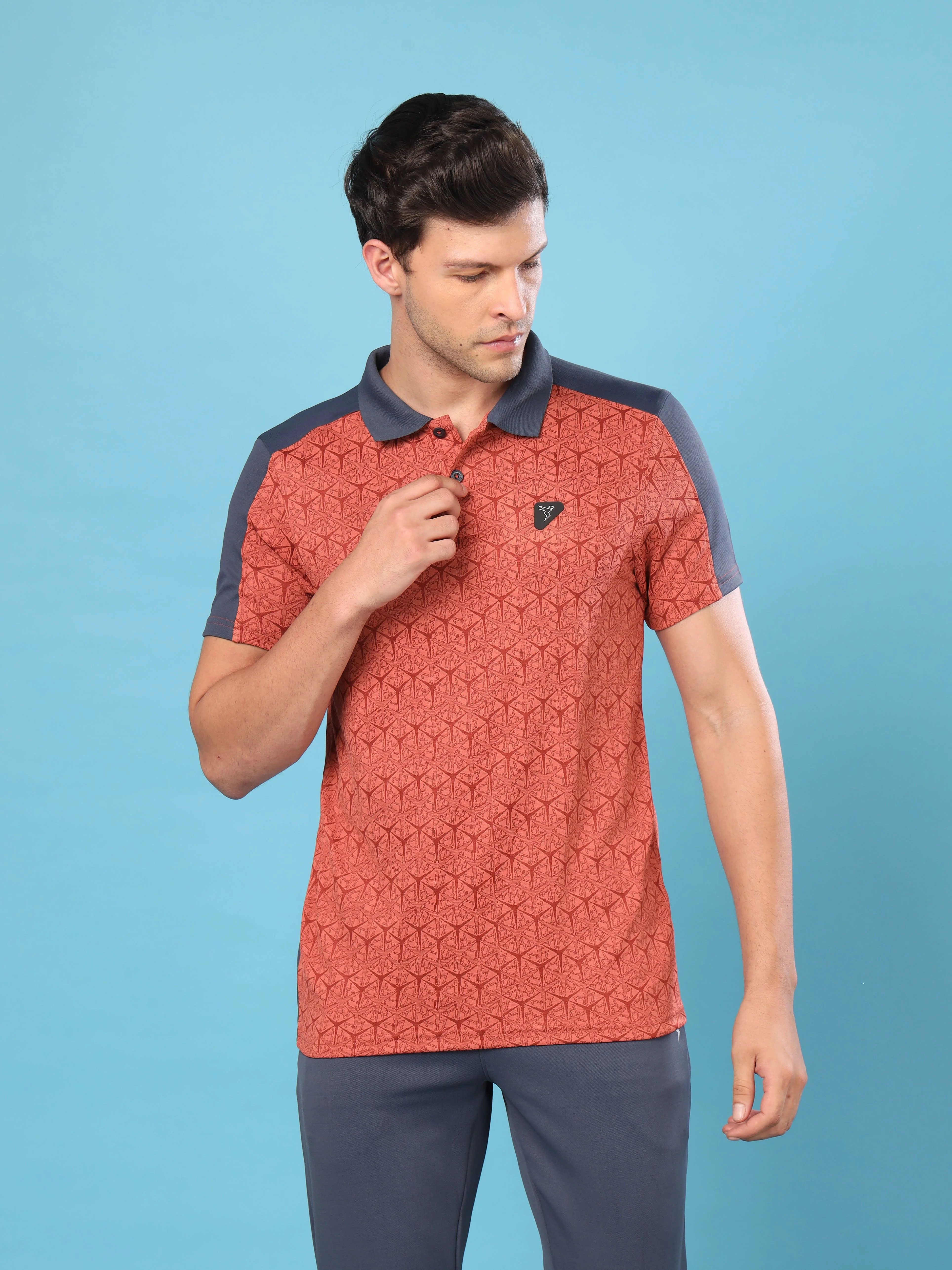 Men Slim Polo Neck T-shirt with DOUBLECOOL