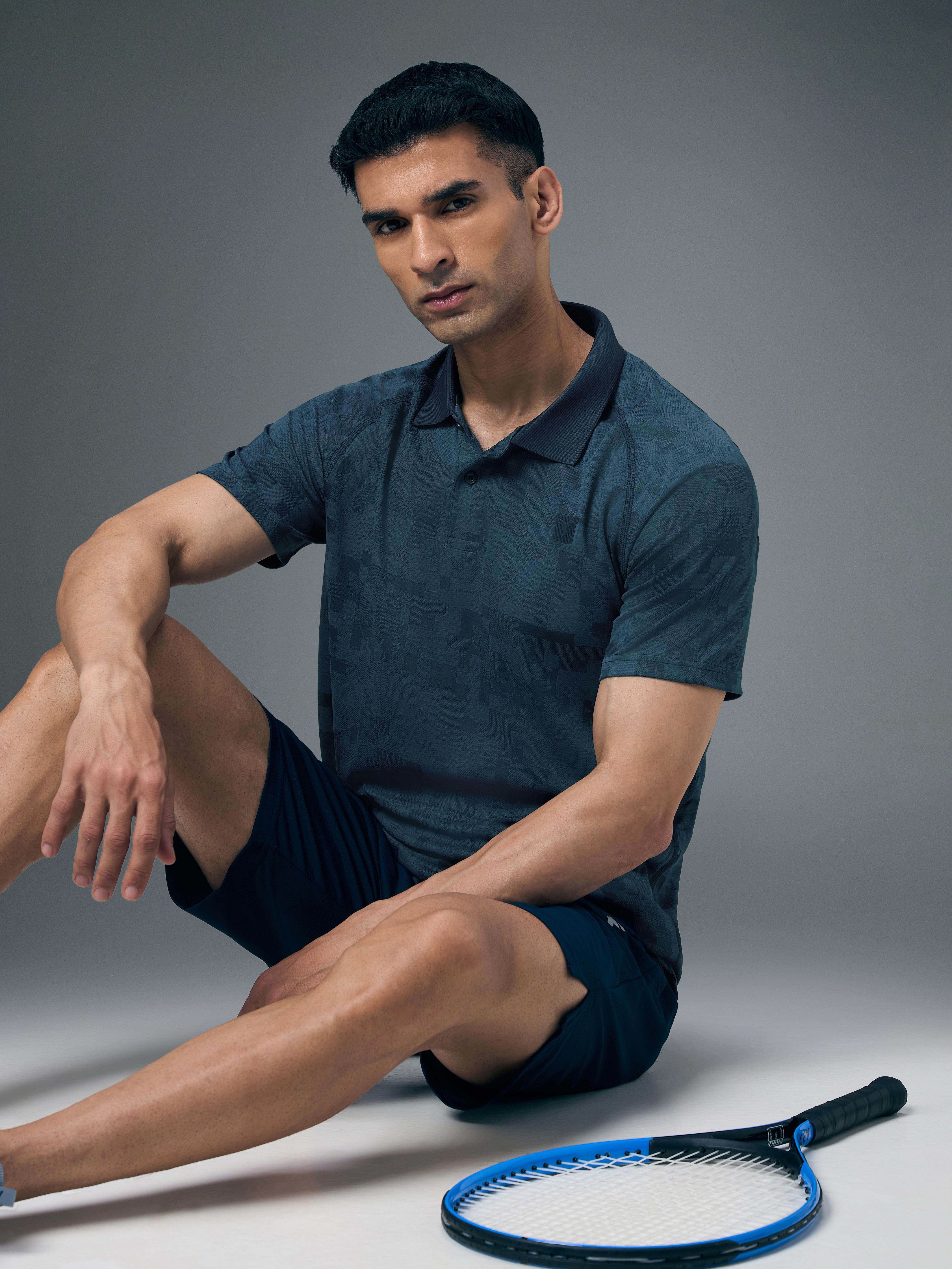 Men Slim Polo Neck T-shirt with DOUBLECOOL