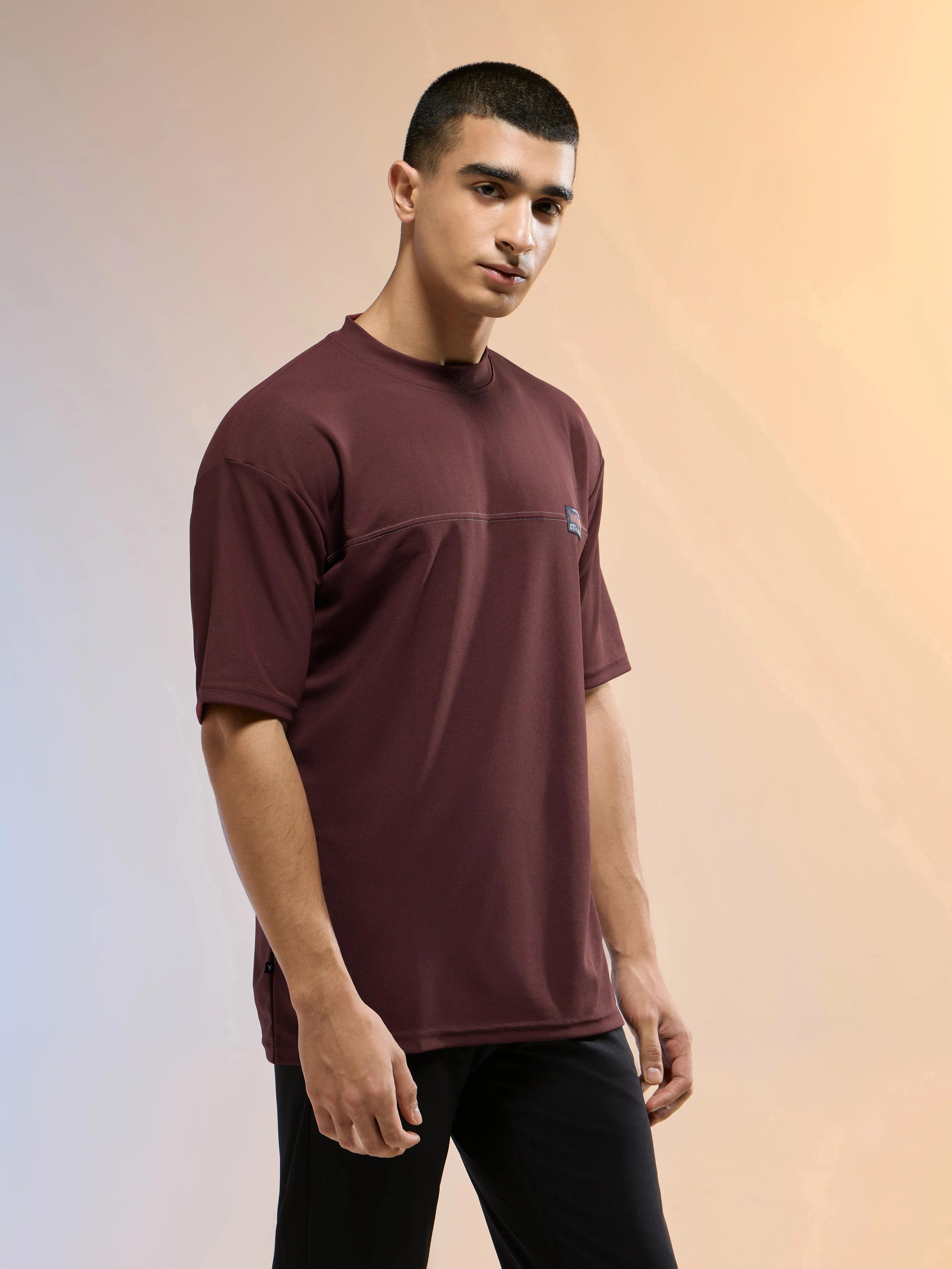 Men Solid Oversized Round Neck Sports T-shirt with MATPIQ - Image 4